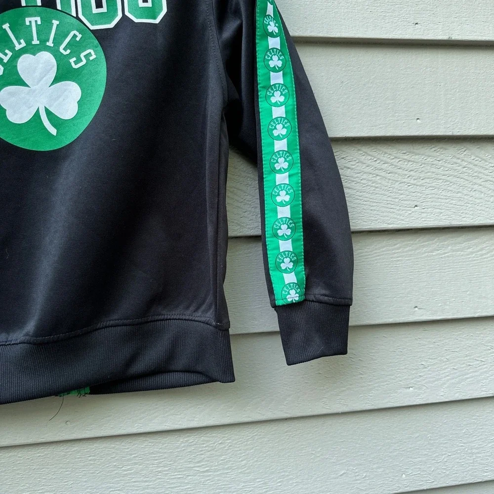 NBA Boston Celtics Kids Black Green Full Zip Track Jacket Icer Brands Size S 8